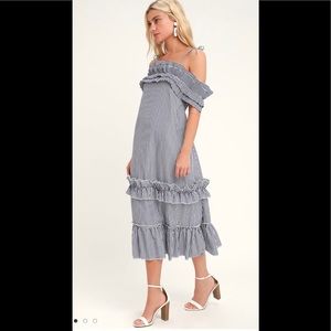 Lulus Stellar Off The Shoulder Ruffle Dres…